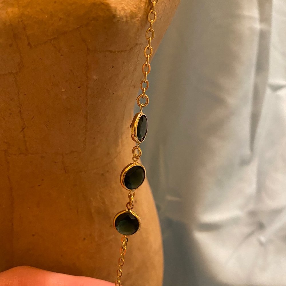 J Crew Gold Blue Crystal Necklace - Picture 6 of 13